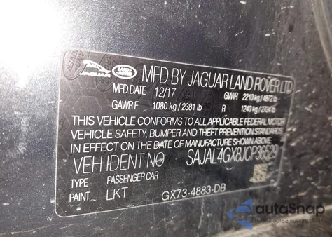 2018 Jaguar Xe 30T R-Sport from USA, damaged, VIN SAJAL4GX8JCP36529